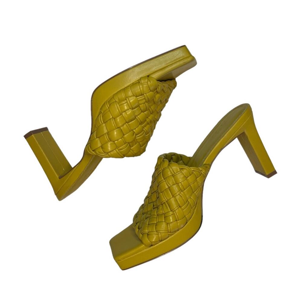 ASOS Design Raid Slip On Knottie Mule Heeled Sandals Yellow Square Toe Size 9 - Picture 10 of 14